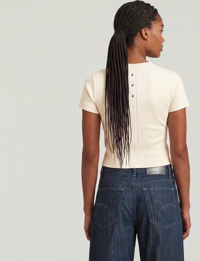 G-Star Raw Kort T-shirt met knoopsluiting model 'Heritage' - Foto 3