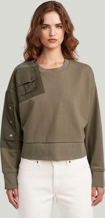 G-Star RAW Heritage Hardware Loose Cropped Sweater Bruin Dames