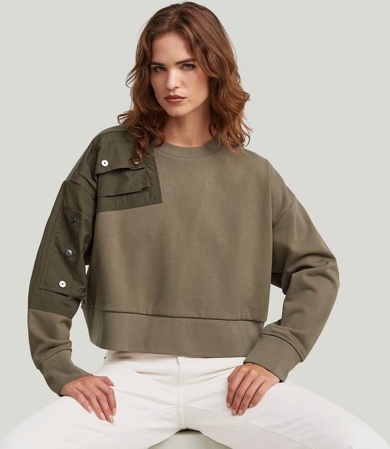 G-Star RAW Heritage Hardware Loose Cropped Sweater Bruin Dames - Foto 4