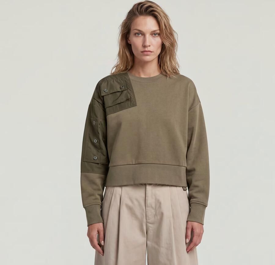 G-Star RAW Heritage Hardware Loose Cropped Sweater Bruin Dames - Foto 4