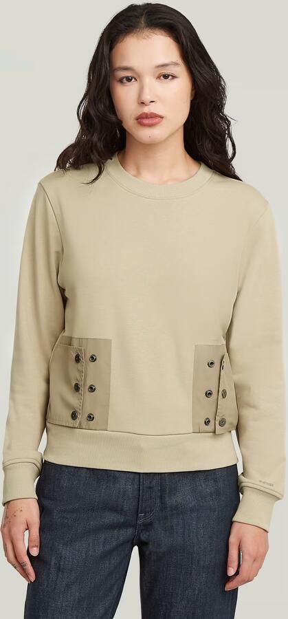 G-Star RAW Heritage Hardware Snaps Sweater Beige Dames
