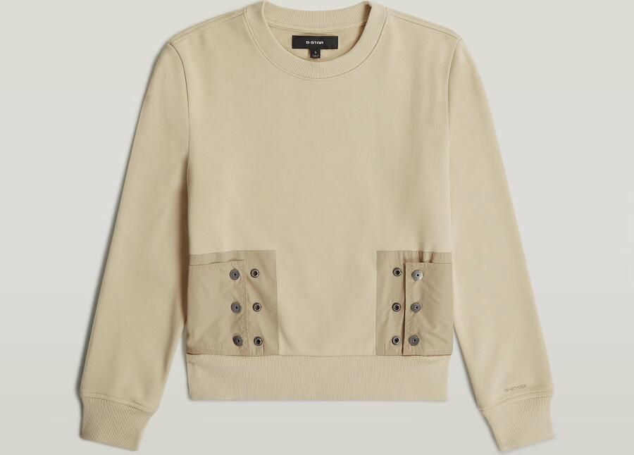 G-Star RAW Heritage Hardware Snaps Sweater Beige Dames - Foto 4