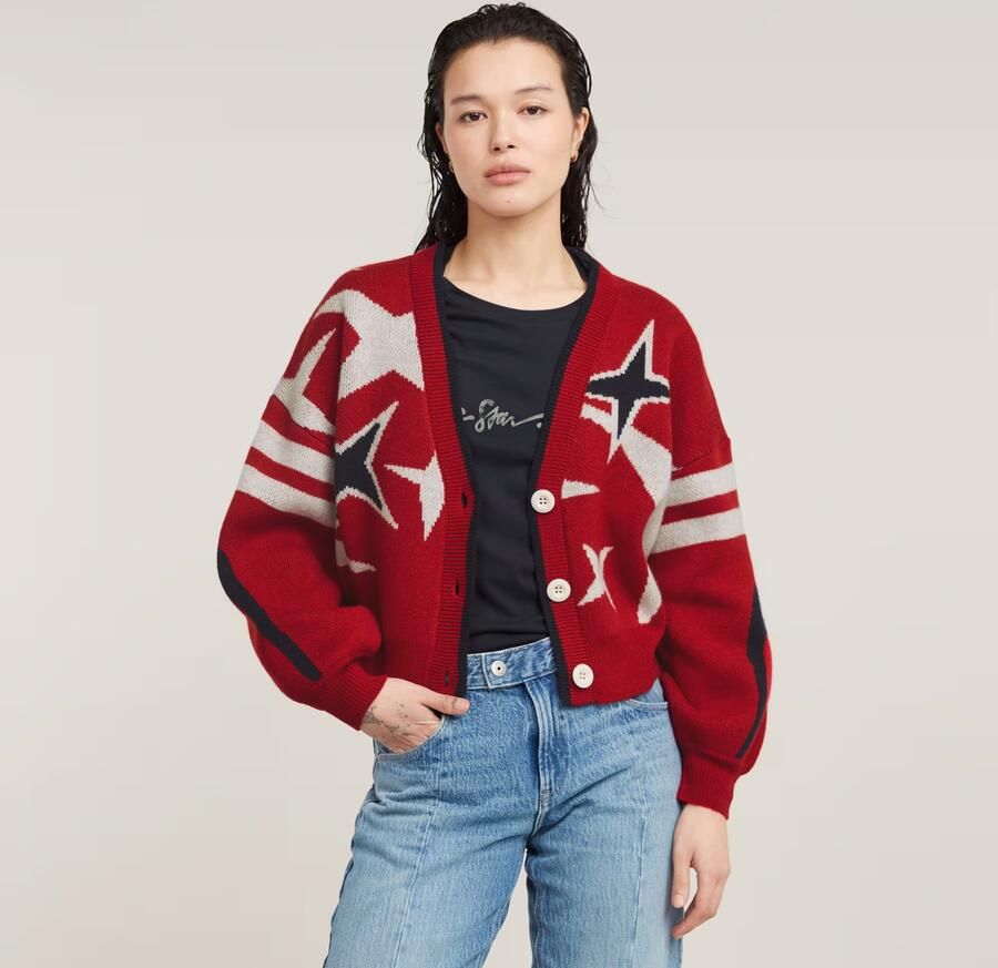 G-Star RAW Holiday Loose Gebreid Vest Rood Dames