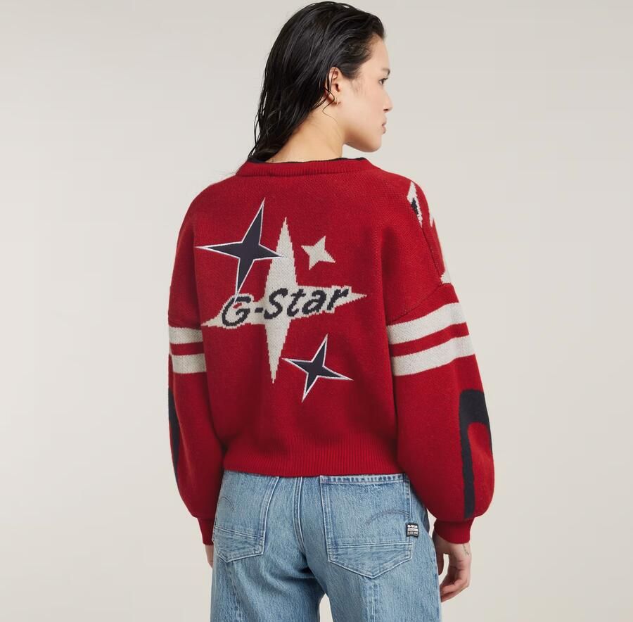 G-Star RAW Holiday Loose Gebreid Vest Rood Dames - Foto 5