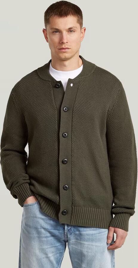 G-Star RAW Honey Comb Structure Cardigan Knit Grijs Heren