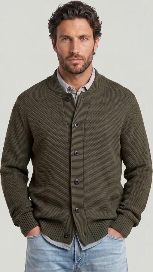 G-Star RAW Honey Comb Structure Cardigan Knit Grijs Heren - Foto 4