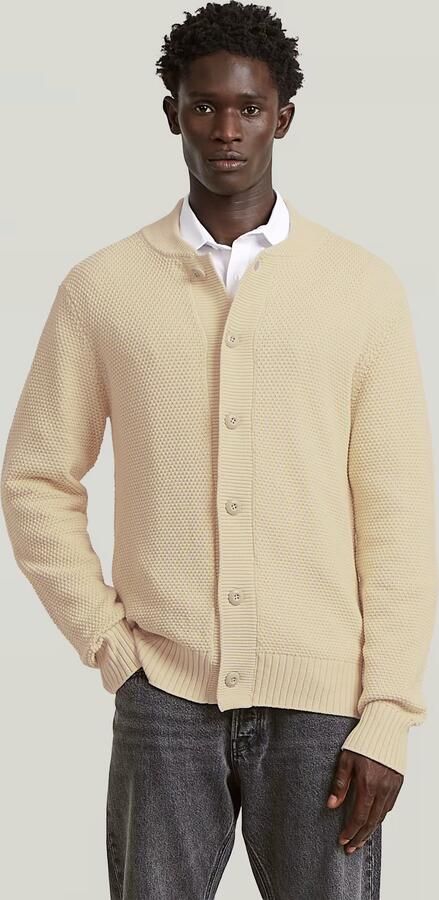 G-Star RAW Honey Comb Structure Cardigan Knit Wit Heren
