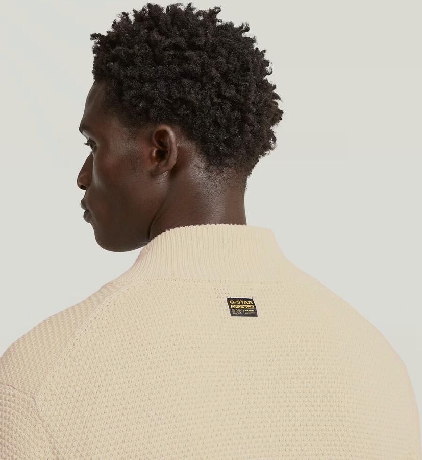 G-Star RAW Honey Comb Structure Cardigan Knit Wit Heren - Foto 3