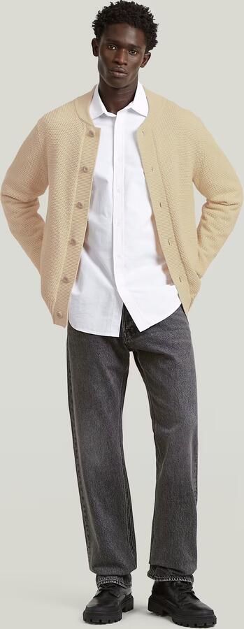 G-Star RAW Honey Comb Structure Cardigan Knit Wit Heren - Foto 7