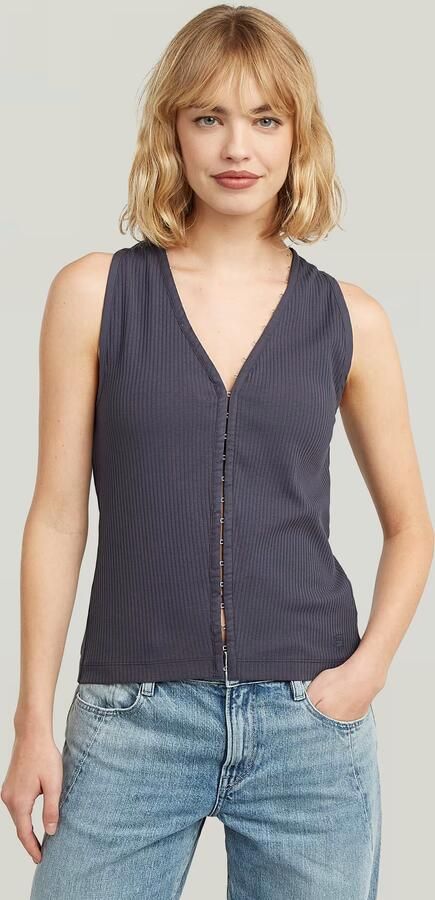 G-Star RAW Hook & Eye Slim Rib T-Shirt Grijs Dames