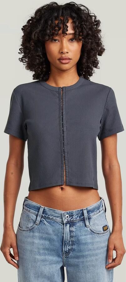G-Star RAW Hook & Eye Slim Rib T-Shirt Grijs Dames