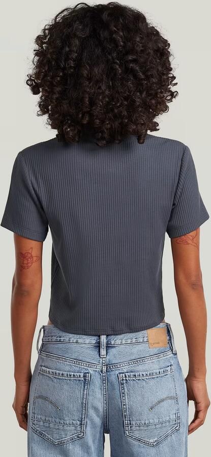 G-Star RAW Hook & Eye Slim Rib T-Shirt Grijs Dames - Foto 5