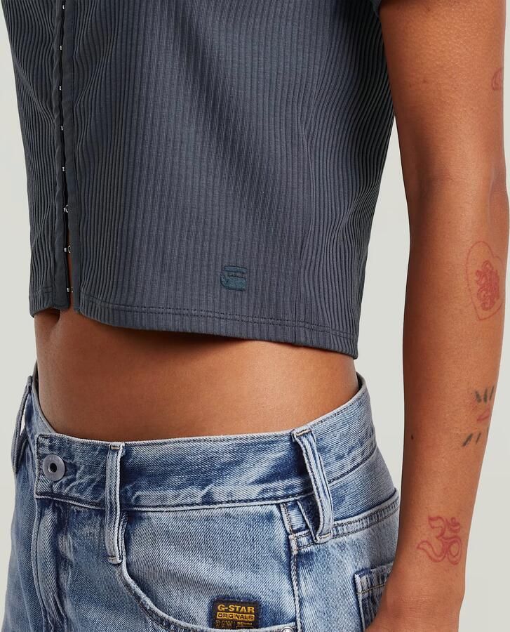 G-Star RAW Hook & Eye Slim Rib T-Shirt Grijs Dames - Foto 3