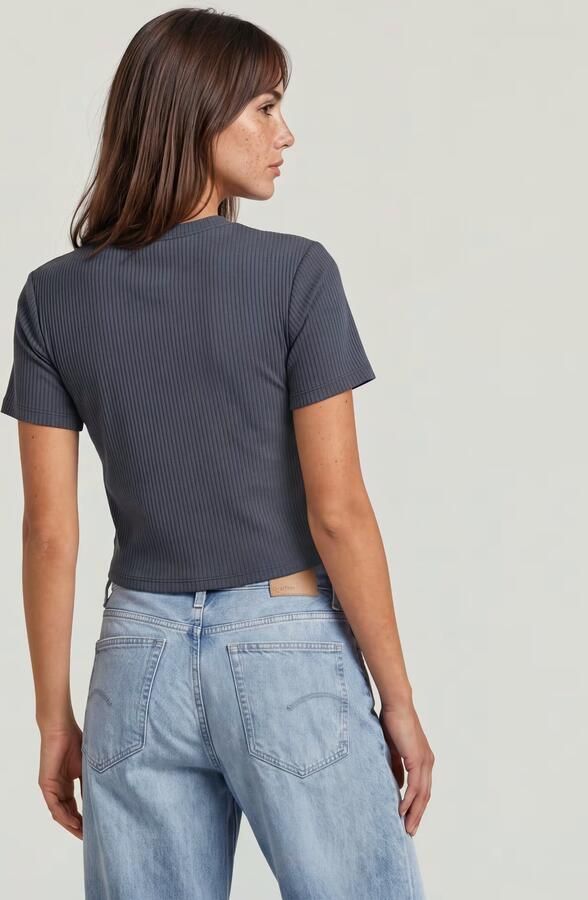 G-Star RAW Hook & Eye Slim Rib T-Shirt Grijs Dames - Foto 5
