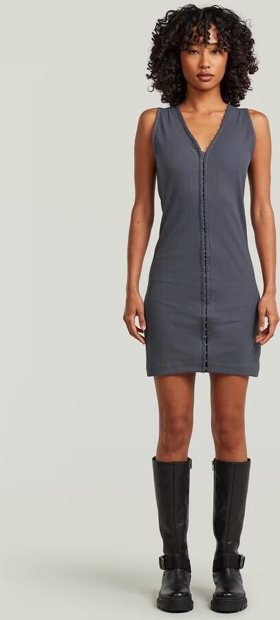 G-Star RAW Hook & Eye Slim Rib T-Shirtjurk Grijs Dames