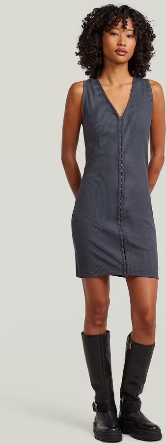 G-Star RAW Hook & Eye Slim Rib T-Shirtjurk Grijs Dames - Foto 7
