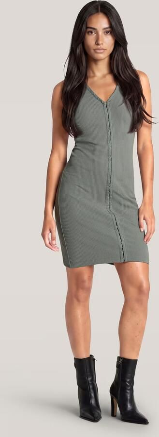 G-Star RAW Hook & Eye Slim Rib T-Shirtjurk Groen Dames - Foto 6