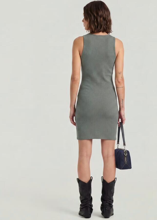 G-Star RAW Hook & Eye Slim Rib T-Shirtjurk Groen Dames - Foto 5