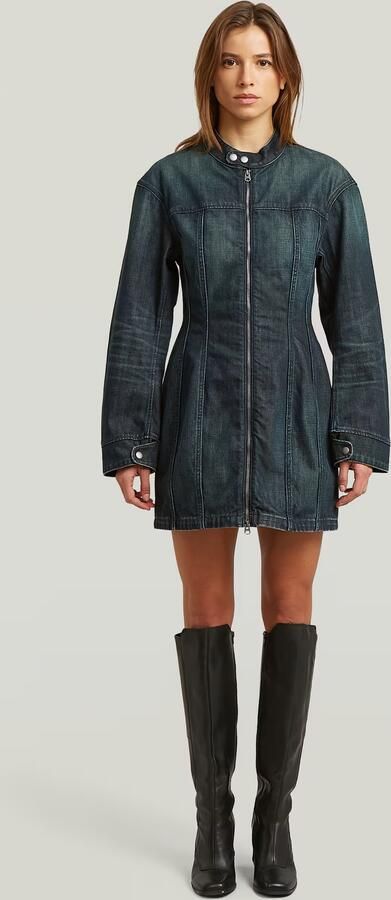 G-Star RAW Hourglass Zip Jurk Donkerblauw Dames - Foto 6