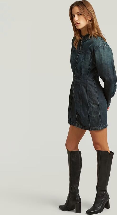 G-Star RAW Hourglass Zip Jurk Donkerblauw Dames - Foto 5