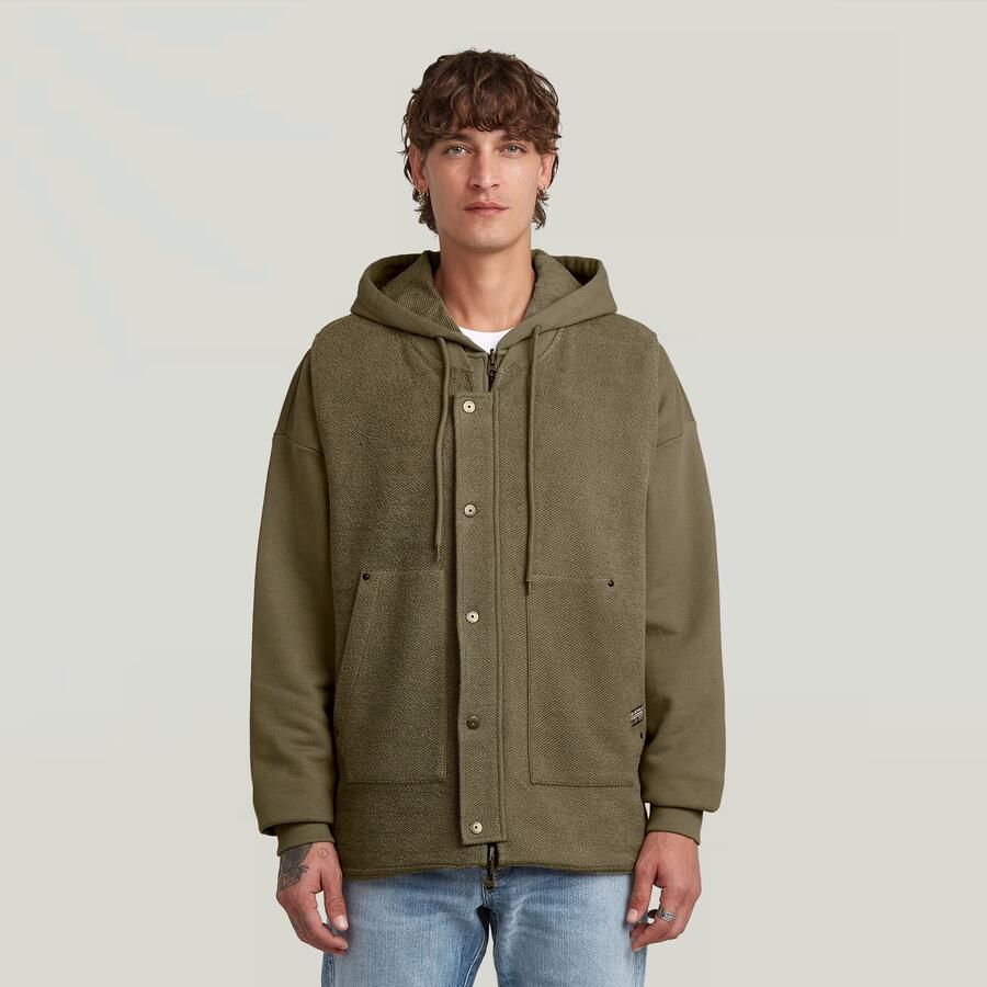 G-Star RAW Hybrid Hoodie Sweaterjack Bruin Heren