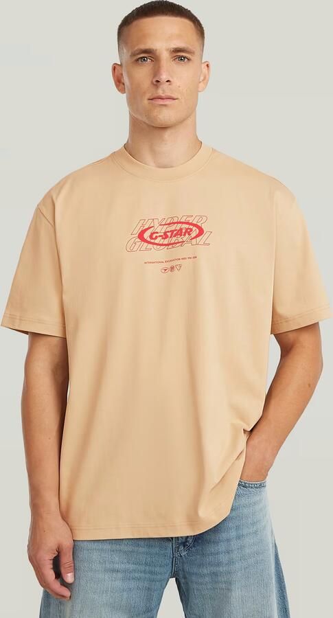 G-Star RAW Hyper Graphic Relaxed T-Shirt Beige Heren