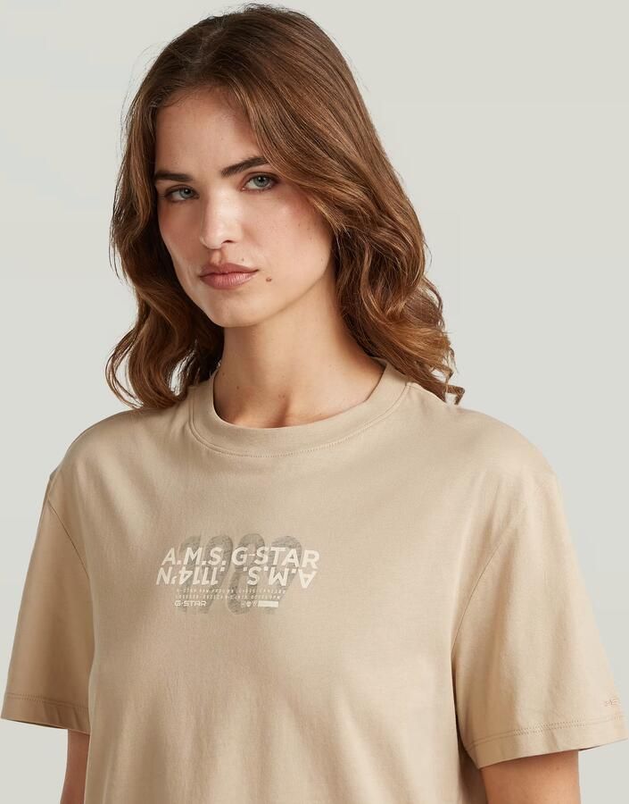 G-Star RAW Inside Print T-Shirt Beige Dames - Foto 3