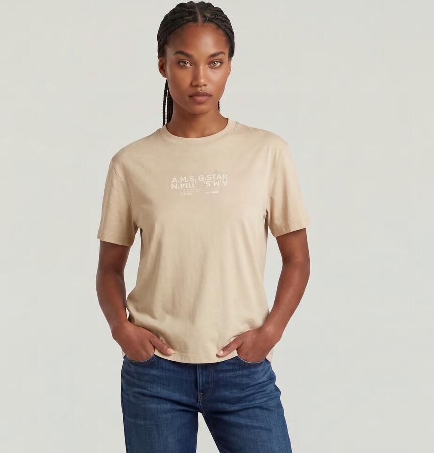 G-Star RAW Inside Print T-Shirt Beige Dames - Foto 4