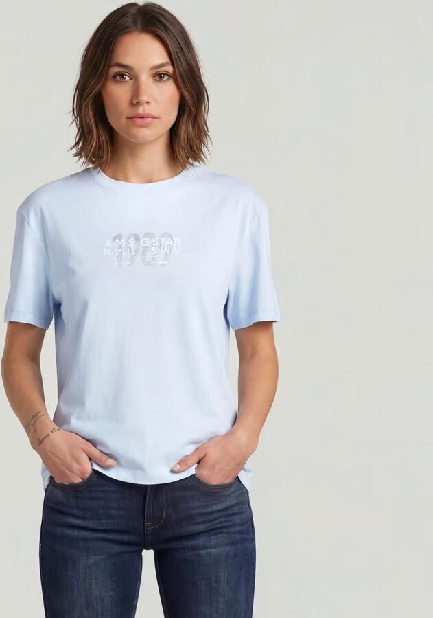 G-Star RAW Inside Print T-Shirt Lichtblauw Dames - Foto 4