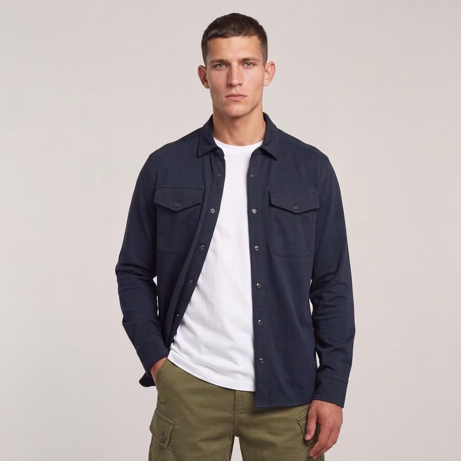 G-STAR RAW Heren Overhemden Marine Jersey Shirt L\s Blauw - Foto 8