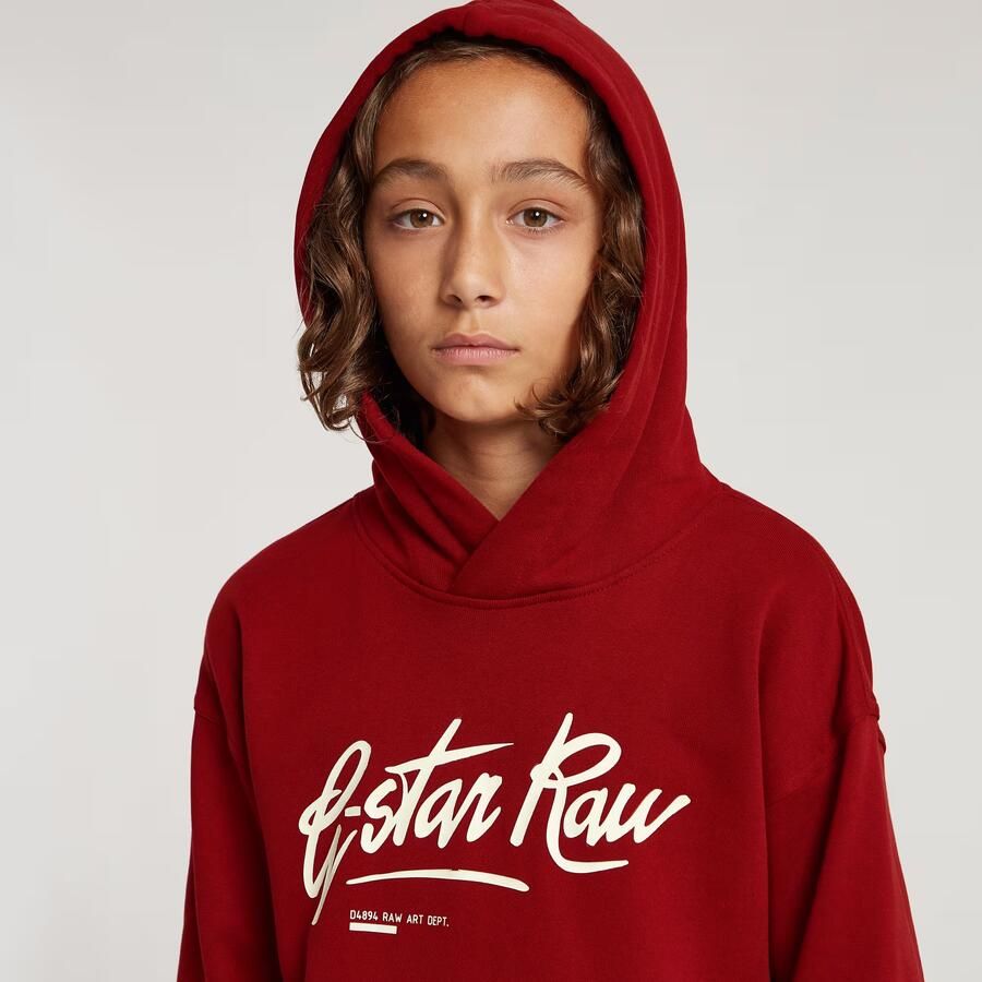 G-Star RAW Jongens Hoodie Loose Brushed Rood jongens