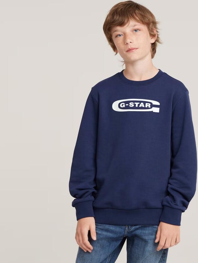 G-Star RAW Jongens Sweater Unbrushed Donkerblauw jongens