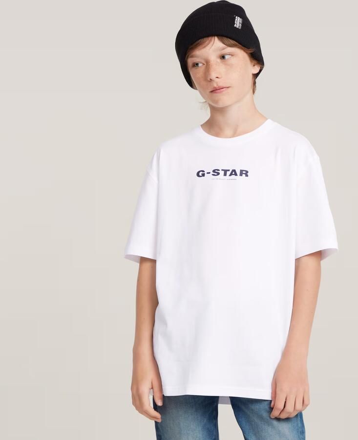 G-Star Raw T-shirt t-shirt s\s loose met logo wit Katoen Ronde hals 140 - Foto 7