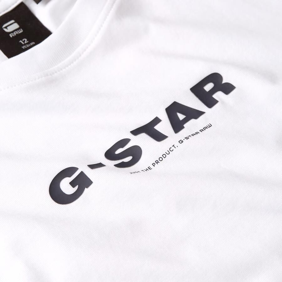 G-Star Raw T-shirt t-shirt s\s loose met logo wit Katoen Ronde hals 140 - Foto 3