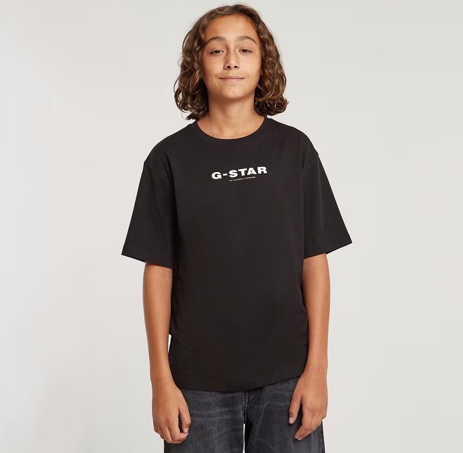 G-Star Raw T-shirt t-shirt s\s loose met logo zwart wit Katoen Ronde hals 140 - Foto 7