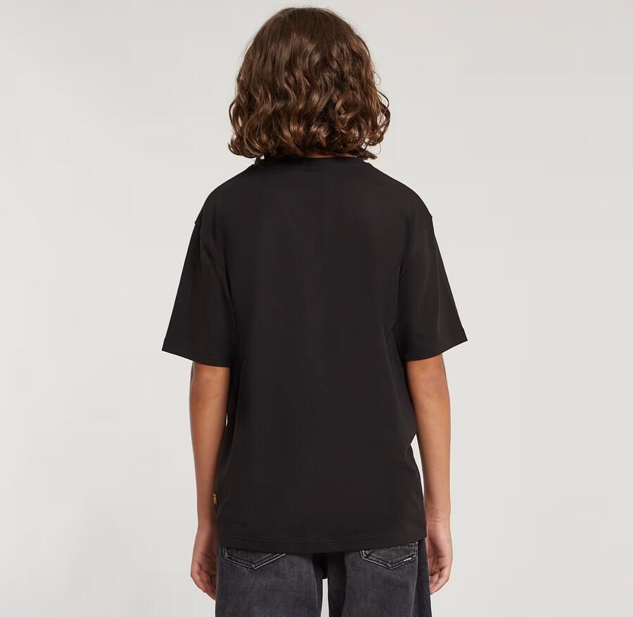 G-Star Raw T-shirt t-shirt s\s loose met logo zwart wit Katoen Ronde hals 140 - Foto 4