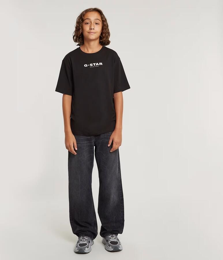G-Star Raw T-shirt t-shirt s\s loose met logo zwart wit Katoen Ronde hals 140 - Foto 5