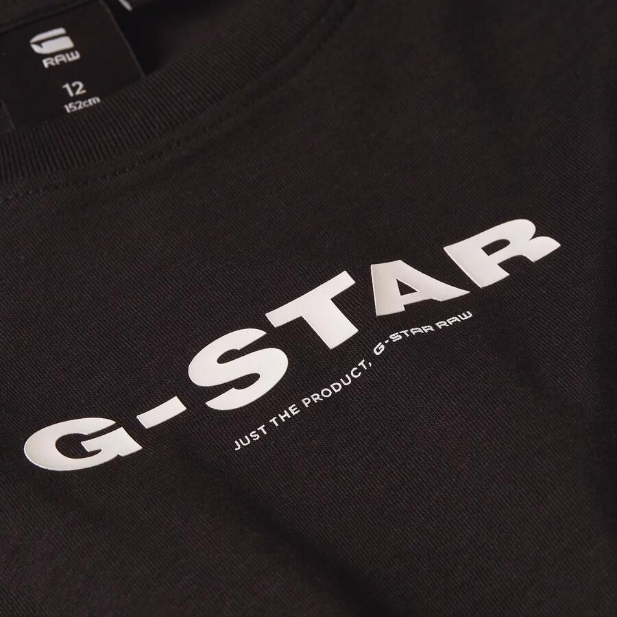 G-Star Raw T-shirt t-shirt s\s loose met logo zwart wit Katoen Ronde hals 140 - Foto 4