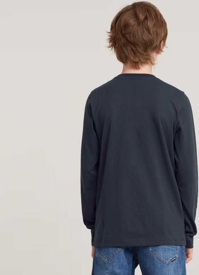 G-Star Raw longsleeve t-shirt l\s regular donkerblauw wit Jongens Katoen Ronde hals 152 - Foto 5