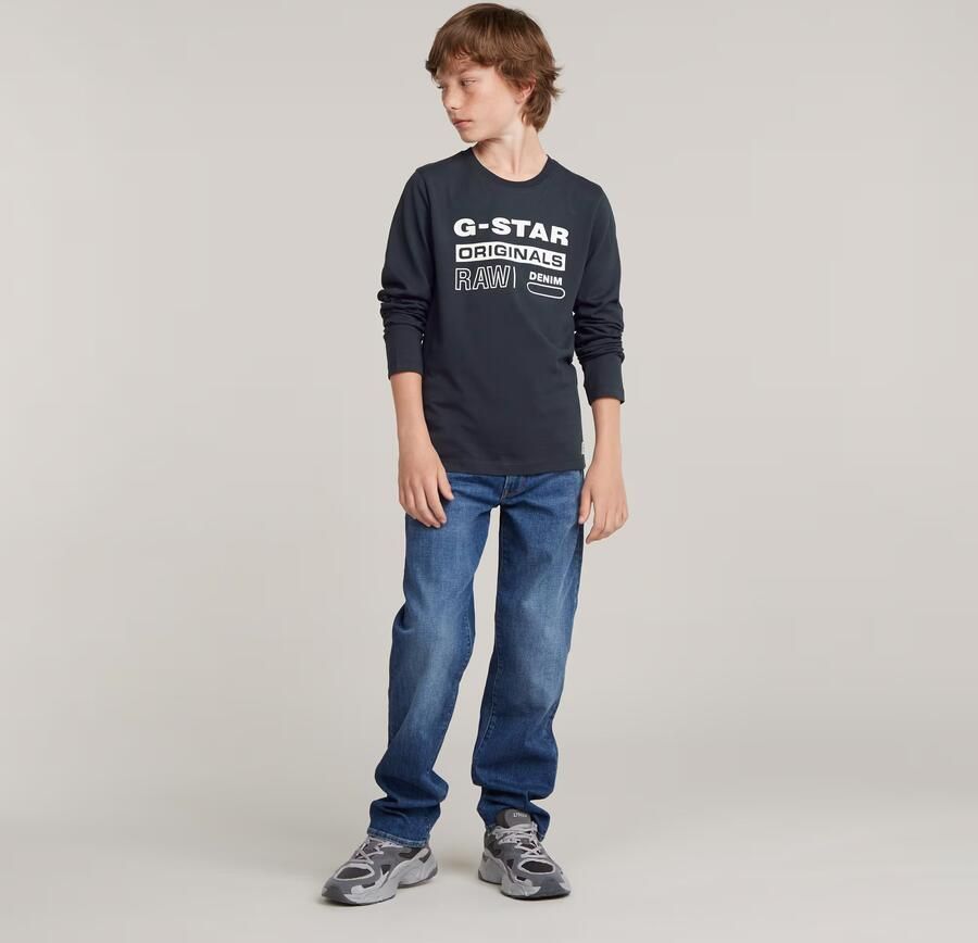 G-Star Raw longsleeve t-shirt l\s regular donkerblauw wit Jongens Katoen Ronde hals 152 - Foto 3