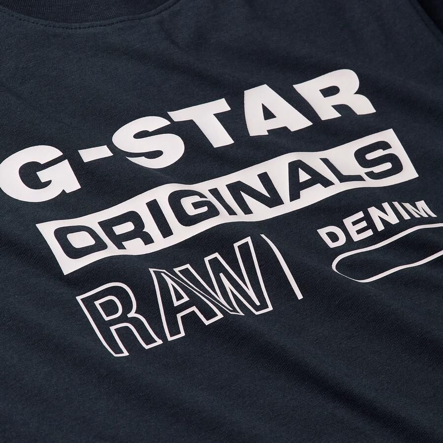 G-Star Raw longsleeve t-shirt l\s regular donkerblauw wit Jongens Katoen Ronde hals 116 - Foto 3