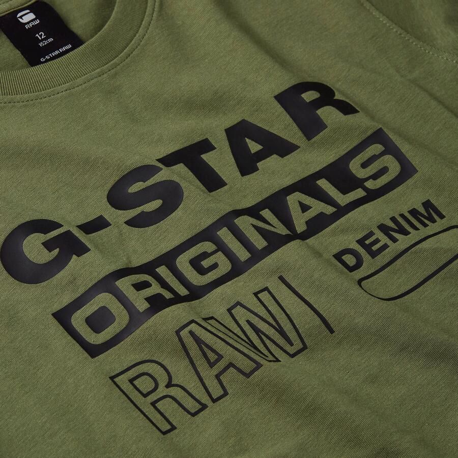 G-Star Raw T-shirt t-shirt s\s regular met printopdruk mosgroen Jongens Katoen Ronde hals 140