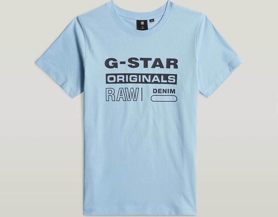 G-Star Raw T-shirt t-shirt s\s regular met printopdruk lichtblauw Jongens Katoen Ronde hals 140 - Foto 4