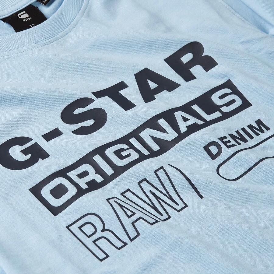 G-Star Raw T-shirt t-shirt s\s regular met printopdruk lichtblauw Jongens Katoen Ronde hals 140