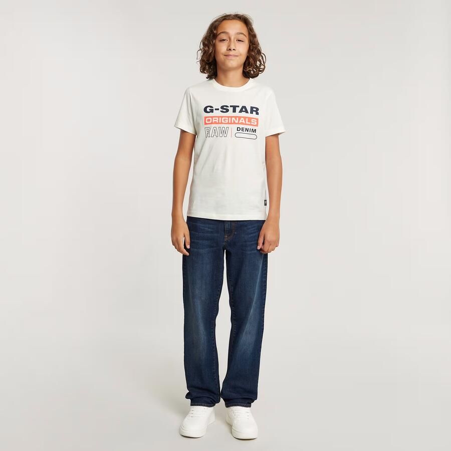 G-Star RAW Jongens T-Shirt Regular Originals Logo Wit jongens