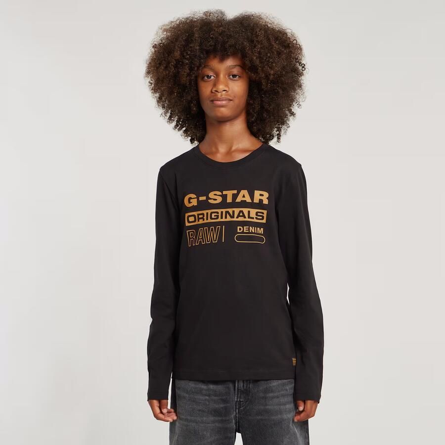 G-Star Raw longsleeve t-shirt l\s regular zwart Jongens Katoen Ronde hals 164 - Foto 6
