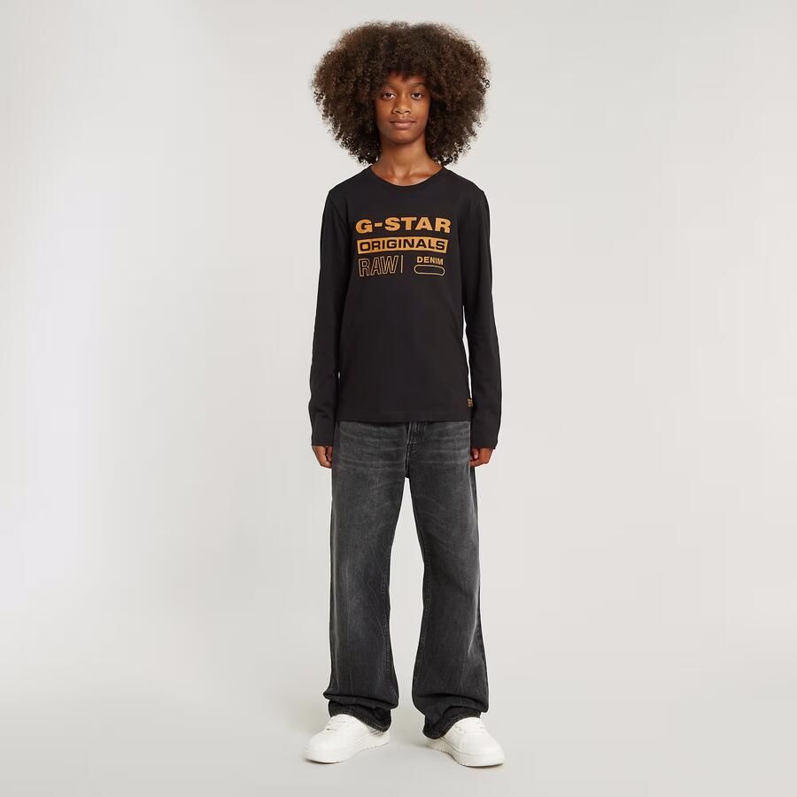 G-Star Raw longsleeve t-shirt l\s regular zwart Jongens Katoen Ronde hals 164