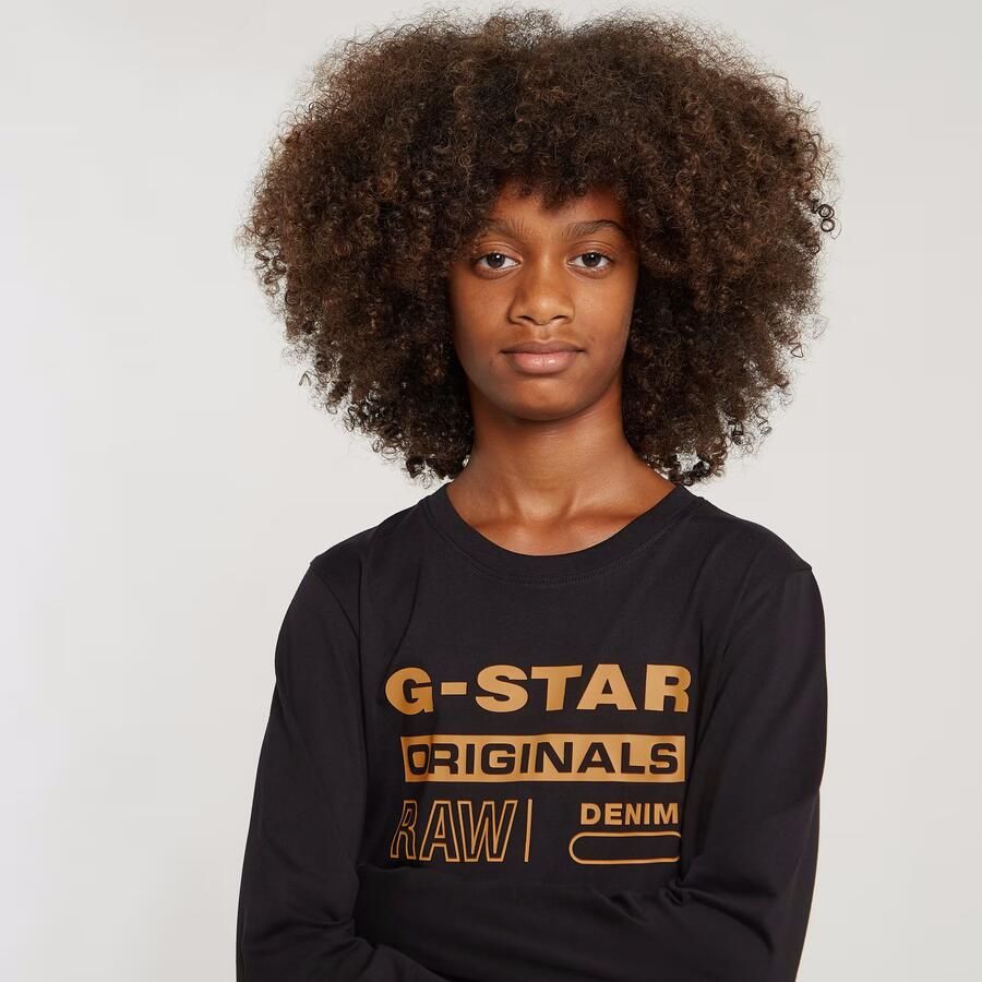 G-Star Raw longsleeve t-shirt l\s regular zwart Jongens Katoen Ronde hals 164 - Foto 2