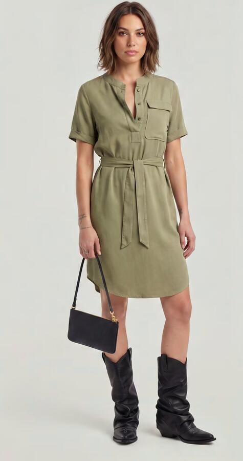 G-Star RAW Jurk Belted Groen Dames - Foto 6
