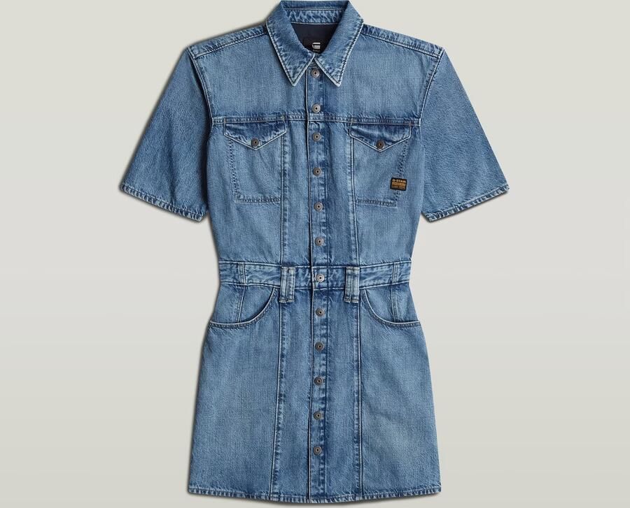 G-Star RAW Jurk Biker Midden blauw Dames - Foto 6